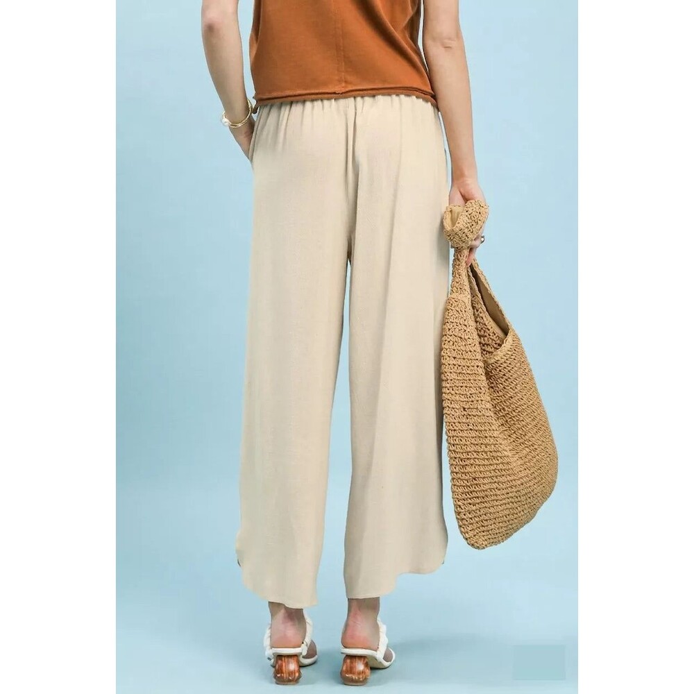 Umgee Linen Embroidered Wide-Leg Boho Pants - Picture 3 of 5